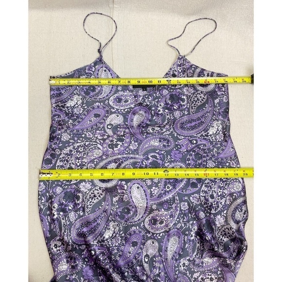 Nili Lotan Purple Paisley Silk Slip Dress Large - Picture 4 of 12